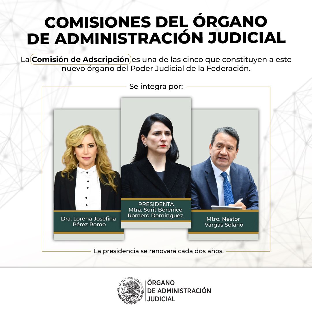 Conócenos 🔎 | La Comisión de Adscripción del Órgano de Administración  Judicial está integrada por: * Mtra. Surit Berenice Romero Domínguez  (Presidenta) * Mtro. Néstor Vargas Solano (@NVS_ ) * Dra. Lorena Josefina  Pérez Romo (@LRomo18 ) Conócela 👇