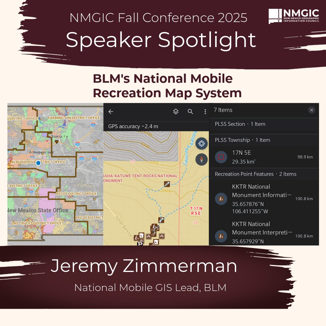 NMGIC SPEAKER SPOTLIGHT: Jeremy Zimmerman will present <a href="/BLMNational/">Bureau of Land Management - National</a> Mobile Recreation Map System at Fall Conference nmgic.com/nmgic-fall-con…