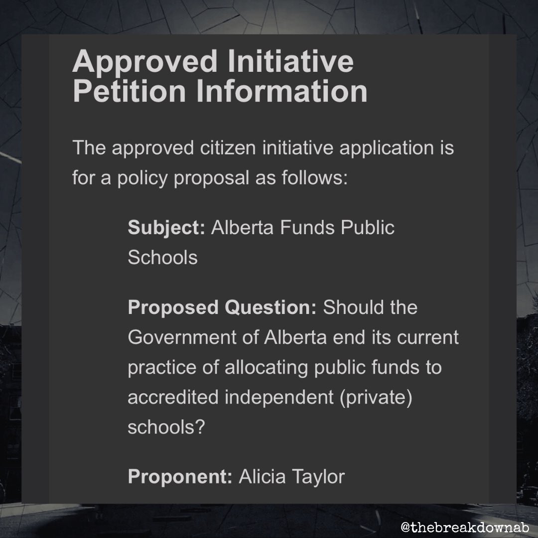 WOW!

Alberta just got another approved referendum petition!

And this one calls for the practice of funding private schools with public money to be put to an end!

During the teachers strike!

Strap in Alberta, we’re going on a ride!

#abpoli #ableg #cdnpoli