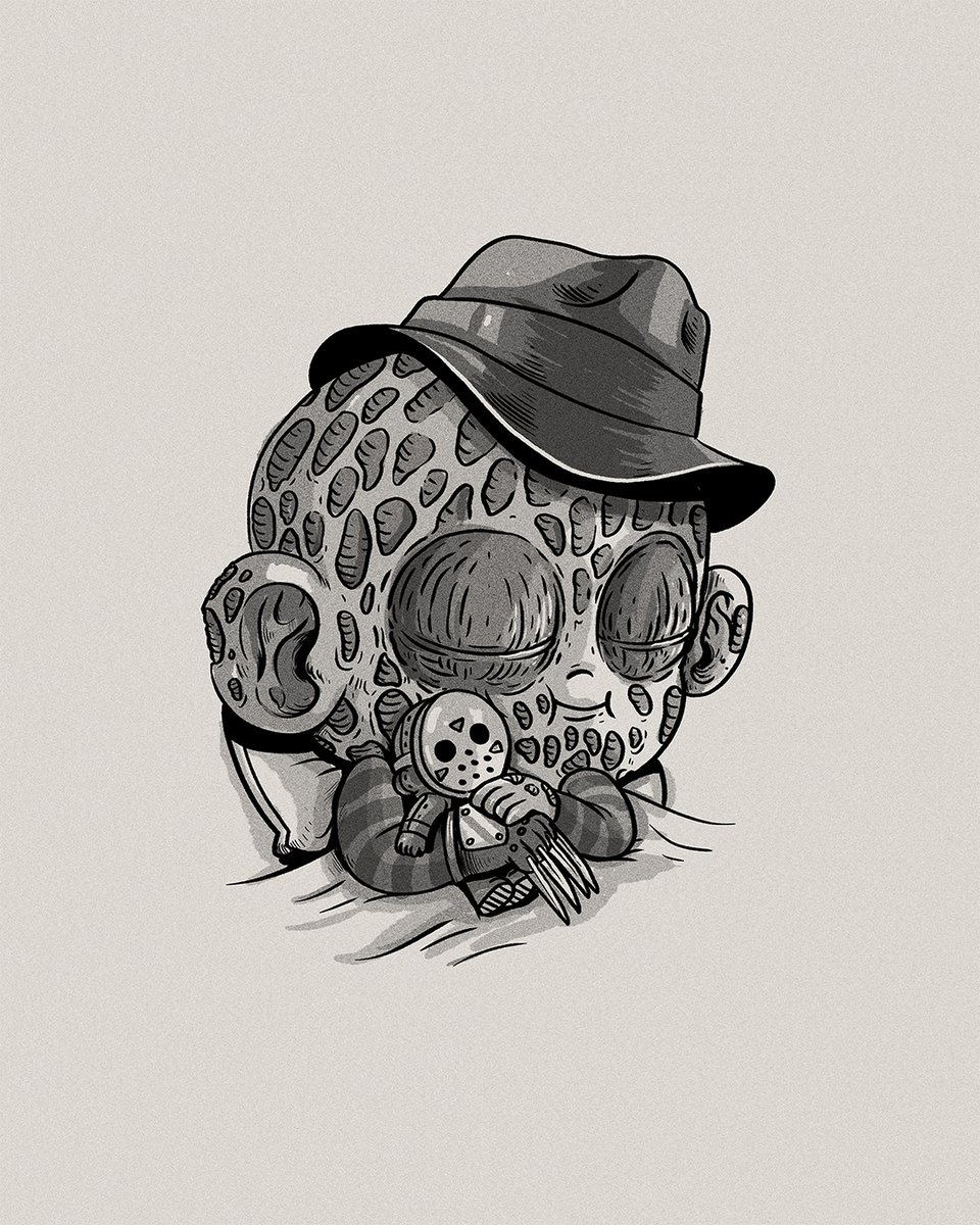 alexmdc's tweet image. Baby Terrors - focusing on black and white horror themed characters, one each day of October