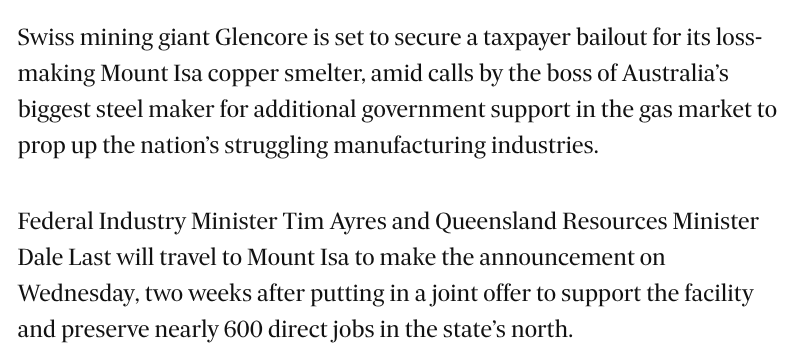 TMFScottP's tweet photo. 'The government' isn't bailing out a $42b company. 

We are. The taxpayer.

Maddening.

Protectionism didn't work in the 50s, 60s or 70s, but here we are again, chasing votes and nostalgia.

Corporate welfare, and a complete waste of money. https://t.co/mgXM8SasOc