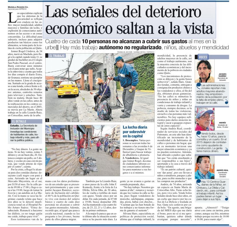 El desempleo, la informalidad y la pobreza hacen mella en #Quito.
4 de cada 10 quiteños no alcanzan a cubrir sus gastos.
Está dura realidad es la que debe convocar a autoridades y sociedad civil para mejorar la vida de la población.