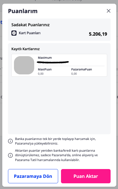 yasinyalcin_'s tweet image. pazarama.com kullandığım bir alışveriş sitesi değil çünkü ürün çeşitliliğini yeterli bulmuyorum ve birçok kez aradığımı bulamadım. Lakin sıklıkla kredi kartı puanlarımın son kullanma tarihini kaçırdığım ve yakın zamanda Pazarama&apos;ya kredi kartı puanı aktarıldığını (ve…
