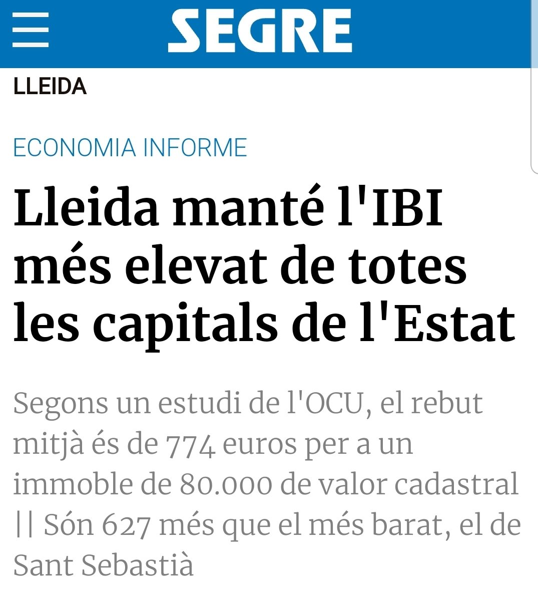 A #Lleida, tot quadra:

👉🏼 Governs de la Paeria (PSOE – ER – PSOE) malgastadors.

👉🏼 L'IBI més alt de l'estat artificial espanyol.

💙#SalvemLleida