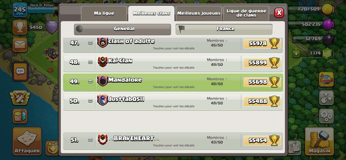 Rush EOS 

Le dernier sous ce format de ligue légende, 
Le premier sous notre nouvelle identité,

Nous terminons à une discrète mais non moins belle, 49eme place FR  🇫🇷

Gg à tous les participants c'était très fun ! 🔥

#ClashOfClans