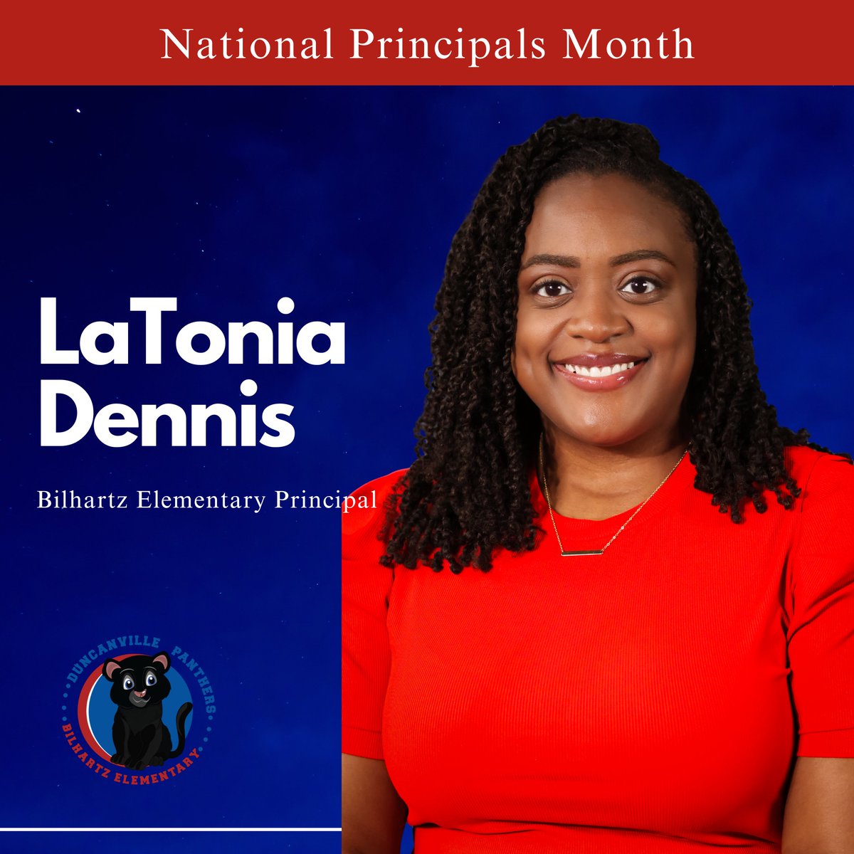 Duncanville ISD (@duncanvilleisd) on Twitter photo In honor of National Principals Month, we’re proud to spotlight LaTonia Dennis! Now in her second year as principal of <a href="/BilhartzElem/">Bilhartz Elementary</a>, Mrs. Dennis leads with passion, purpose, and an unwavering commitment to excellence. She truly supports her students and believes they deserve a In honor of National Principals Month, we’re proud to spotlight LaTonia Dennis! Now in her second year as principal of <a href="/BilhartzElem/">Bilhartz Elementary</a>, Mrs. Dennis leads with passion, purpose, and an unwavering commitment to excellence. She truly supports her students and believes they deserve a