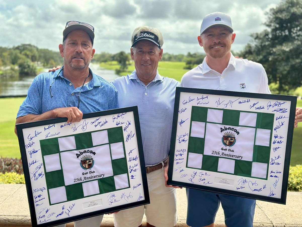 29TH ABACOA JUNIOR SENIOR CHAMPIONSHIP | Champions: Marty Rifkin-Jeremy Walsh with Abacoa's Robbie Dew | Abacoa Golf Club | Jupiter, FL | October 4-5, 2025
pbcga.bluegolf.com/.../contest/22…