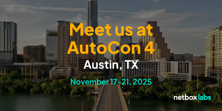 AutoCon 4 in Austin next month brings the network automation community together. Stop by our booth to get swag and say hi..

We're also hosting our popular NetBox &amp; Friends Happy Hour on Wed evening, with light bites and first rounds on us!

RSVP here: hubs.ly/Q03MDS5r0