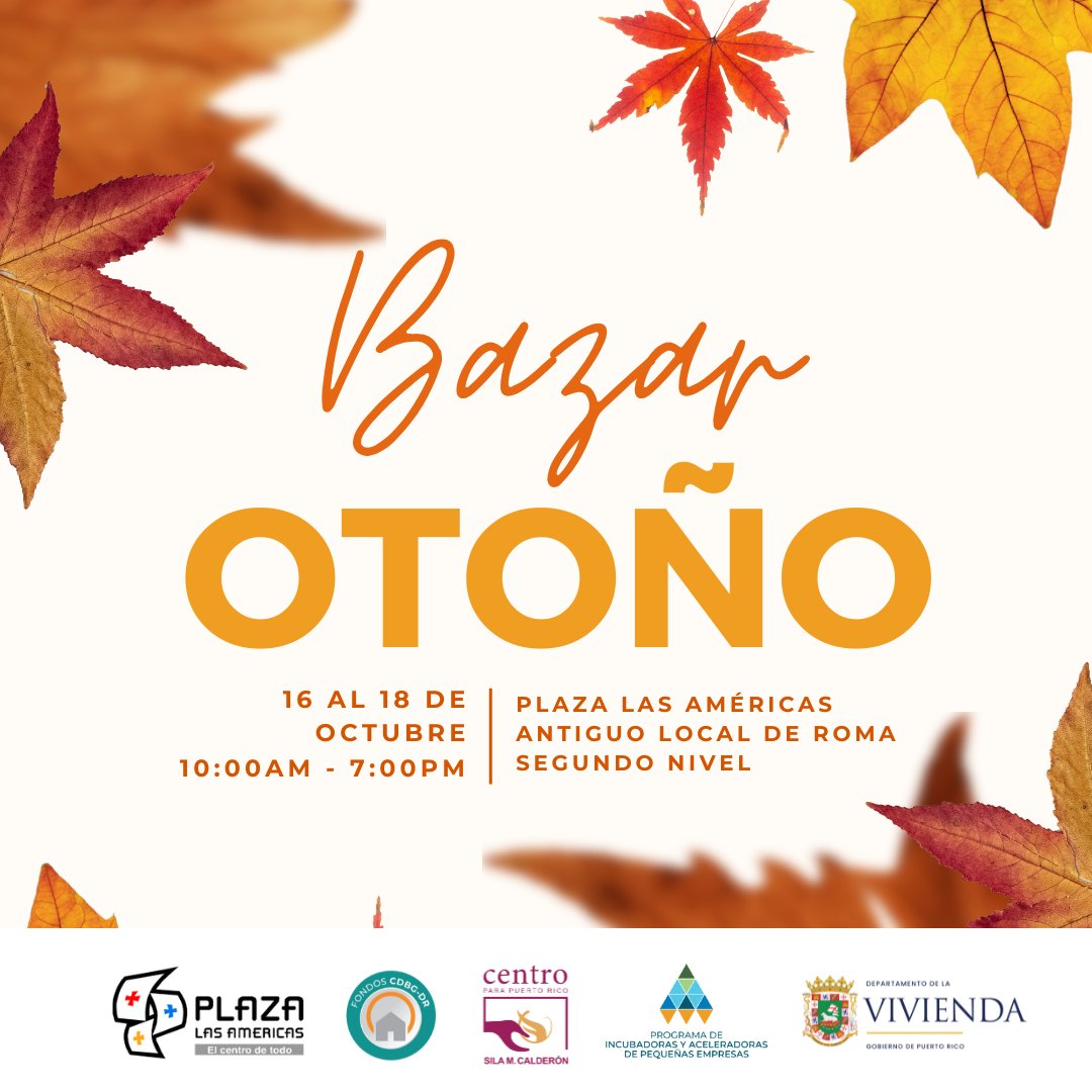 CentroparaPR's tweet photo. 🍂 ¡Bazar de Otoño!
16–18 de octubre | 10:00 a.m. – 7:00 p.m.
Plaza Las Américas, 2do nivel (antiguo local de Roma)

🛍️ Repostería artesanal, dulces, snacks naturales para perros y gatos y más 💛

#BazarDeOtoño #EmprendimientoLocal #PlazaLasAméricas https://t.co/iI972Lfg7c