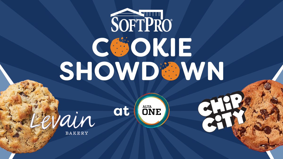 SoftProSoftware's tweet image. We're hosting a 🍪Cookie Showdown🍪 at #ALTAONE2025! Stop by SoftPro's booth from now until noon on Oct 9th to taste Levain Bakery & Chip City cookies and vote for your favorite. Voting will enter you to win our Grand Prize Peloton Bike Giveaway. Come indulge, vote, & win!