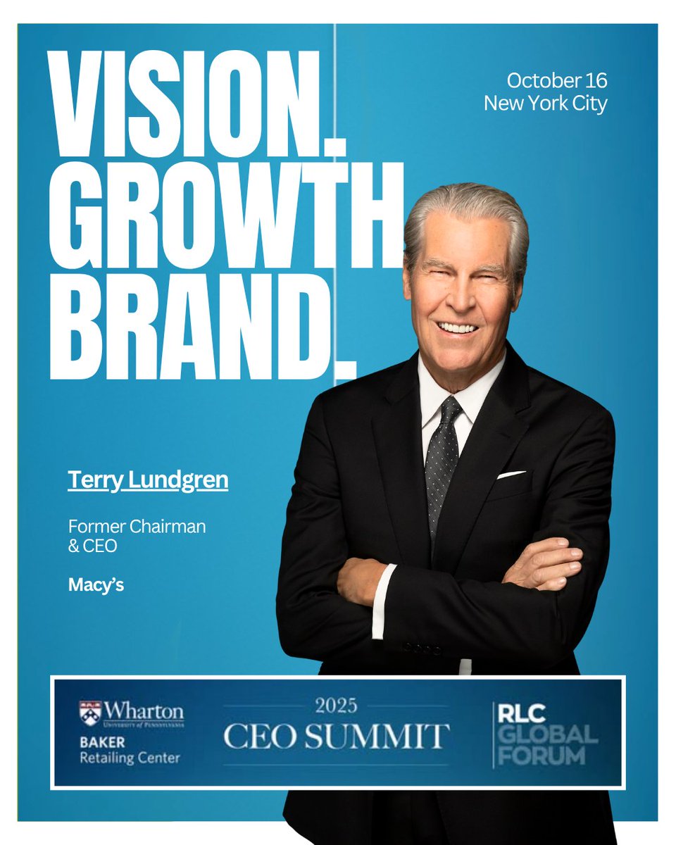 rlcglobalforum's tweet photo. Terry Lundgren, Former Chairman & CEO of @Macys joins the 2025 CEO Summit in NYC to share what it takes to lead through change. Discover more & request your invitation: https://t.co/jxw8ifByjx #RLCBaker2025 #Retail #CEOSummit #nyc cc @BakerRetailCtr @Wharton https://t.co/h5J8c062wl