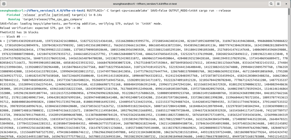 Scarrots93's tweet photo. We once actually tested ZAMA’s tfhe-rs by running the exact same ciphertext on AVX2 and AVX512 builds — and the outputs diverged across CPUs. That’s why for FHE16, the goal is crystal clear: bit-for-bit identical results on every device.
#Solana #Colosseum #ZamaFHE #FHE16 https://t.co/YbyY3G5yXK