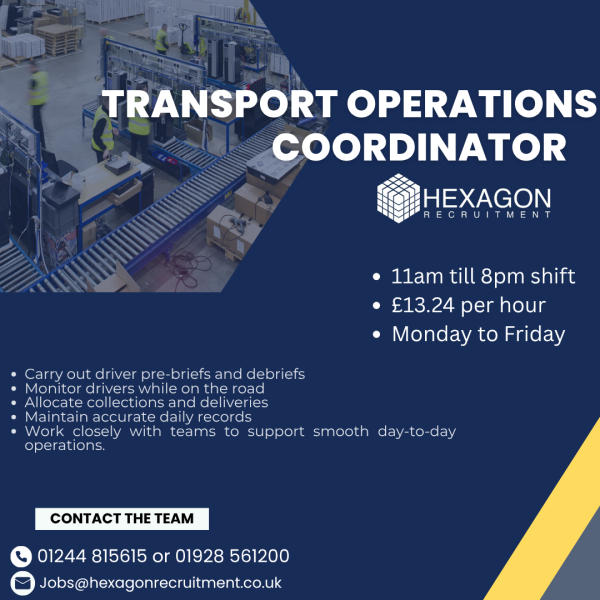 We're on the lookout for a Transport Operations Coordinator to join our vibrant team in Deeside