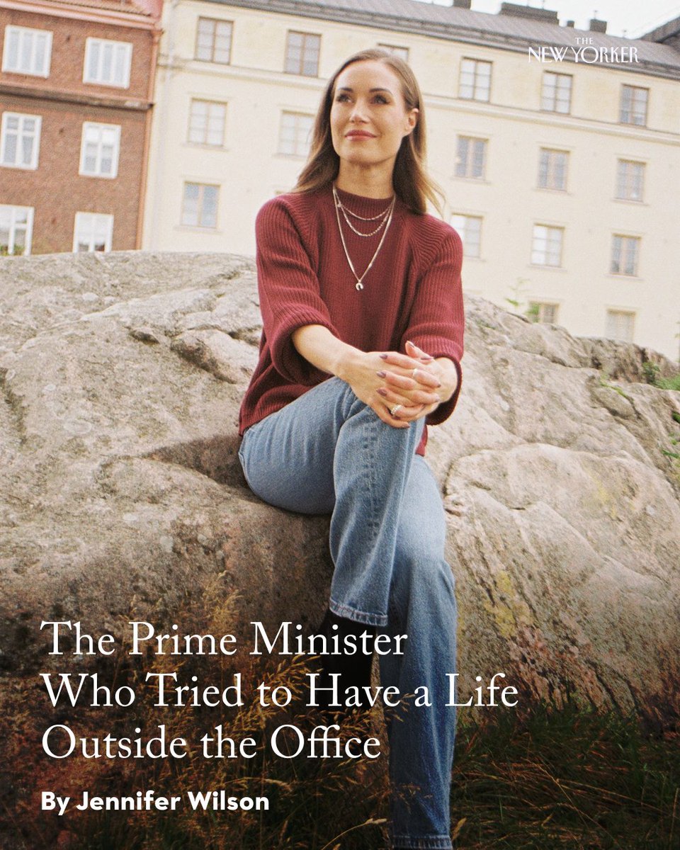 NewYorker's tweet photo. Once the youngest head of government in the world, Sanna Martin, as Prime Minister of Finland, pushed through ambitious policy programs, including extended family leave and free child care. But she was also intent on living like someone her age. https://t.co/bXst9K7EsS https://t.co/8X6bwJQ2zK