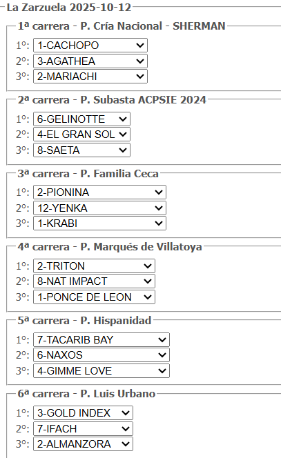 La Zarzuela 12-10-2025 #turf #carrerasdecaballos #lazarzuela