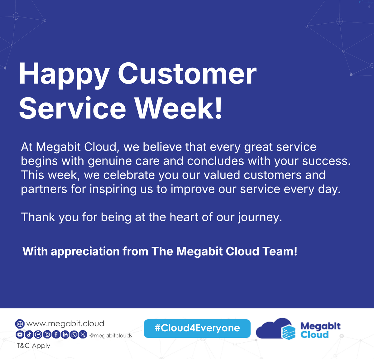 megabitclouds's tweet photo. Every great service begins with care — and you’re the reason we do what we do. 💙

Happy Customer Service Week!

#MegabitCloud #CustomerServiceWeek #Cloud4Everyone https://t.co/MMwEBgfKTi