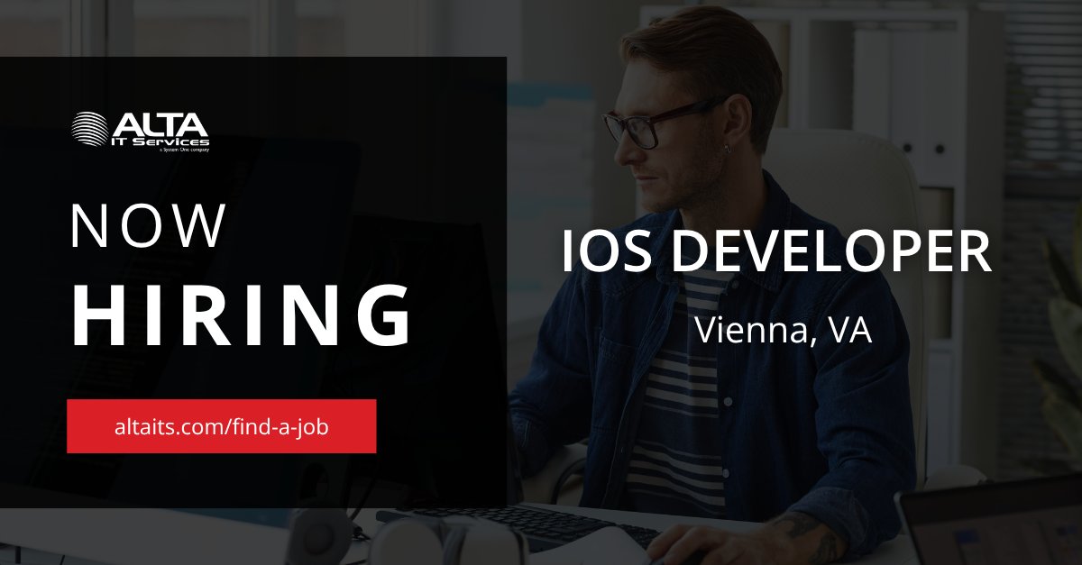 altaitservices's tweet image. ALTA IT Services is #hiring an iOS Developer for work in Vienna, VA. 

Learn more and apply today: jobs.systemone.com/job/ios-develo… 

#ALTAIT #iOSDevelopment #Swift #MobileApps #Agile #SoftwareEngineering