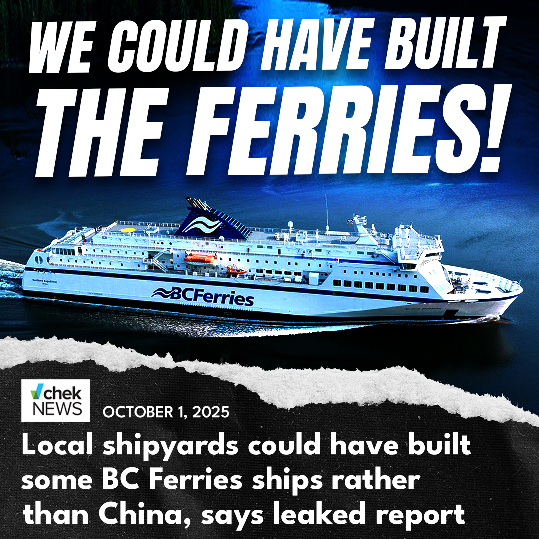 Conservative_BC's tweet image. A leaked report confirms what we’ve been saying: local BC shipyards could have built those ferries, instead of awarding the contract to a Chinese shipyard.

It’s not just bad policy. It’s a betrayal of BC labour, industry, and taxpayers.

We demand answers and we demand jobs stay…