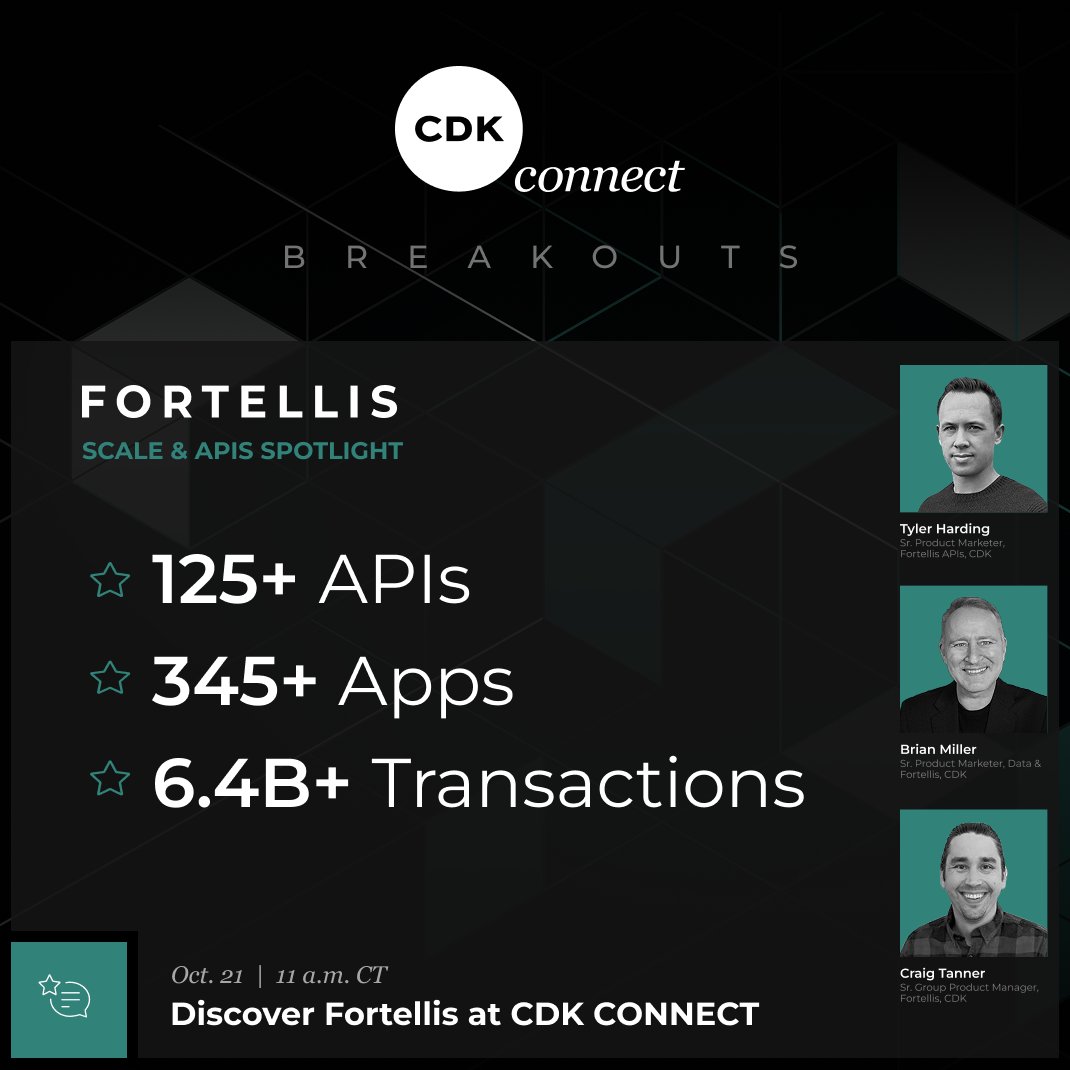 #Fortellis is built for scale:


✅ 125+ APIs

✅ 345+ apps

✅ 6.4B+ transactions every year
 
At #CDKCONNECT, see how developers are building smarter integrations and scaling with confidence.



Register here ➡️ ow.ly/8Msk50X82Um