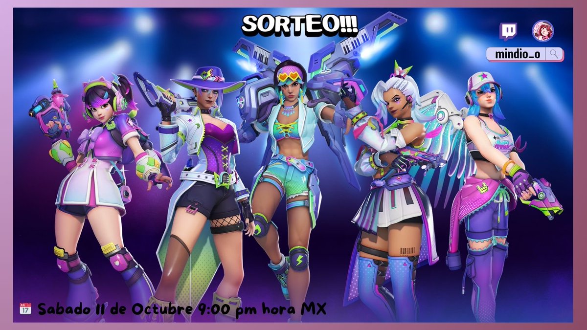 mindi0_o's tweet photo. 🎶SORTEO MEGALOTE FESTIVAL🎶
Requisitos:
✨Follow en X y Twitch
✨Menciona a un amigo
✨Like y RT
✨Canjea ticket en mi canal! 
👾SUB X2!!!
📆 11 de octubre a las 9PM hora MX

Gracias a @Blizzard_Ent  y @OverwatchLATAM por hacer posible el sorteo🥰
#OW2LATAM #OW2MusicFestival https://t.co/uzIS7SGjIR