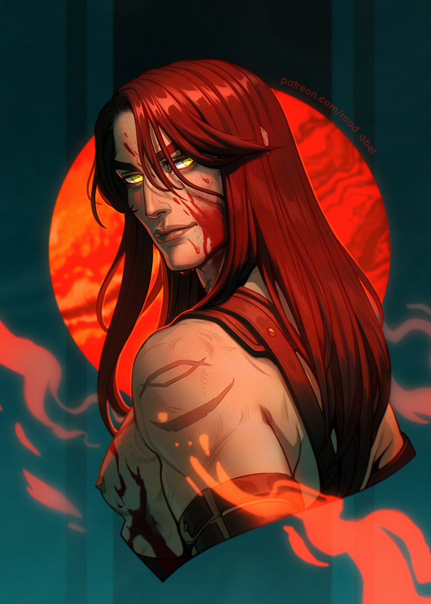 His eyes drag you closer and suddenly the blood on his skin doesn't matter, does it?👁️🫦👁️

Digital portrait in my "Basic" artstyle as 🅿️аtrеоn reward