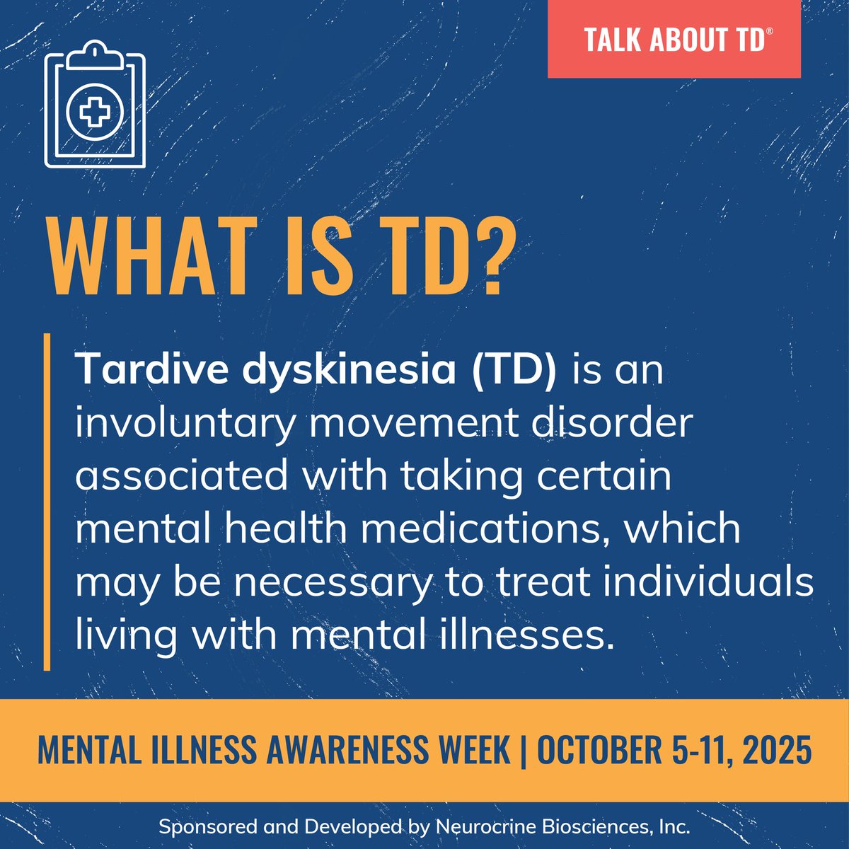 CAC_Updates's tweet image. The uncontrollable movements of tardive dyskinesia (TD) can have a socio-emotional impact, with many people feeling shame, isolation and judgement from their symptoms. Let's break the stigma around TD this
#MentallInessAwarenessWeek:
TalkAboutTD.com @neurocrine