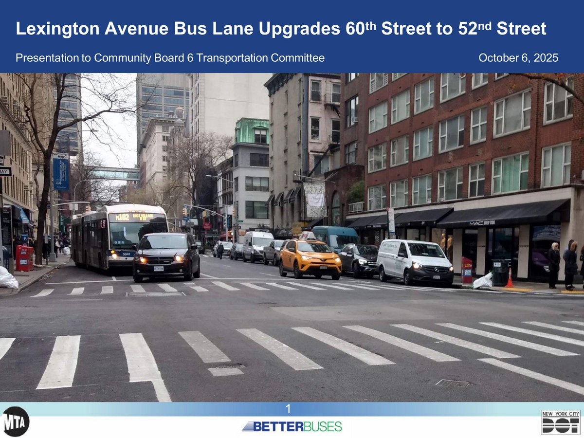 NYCDOTProjects's tweet image. Lexington Avenue, 60th Street to 52nd Street - presented to Manhattan Community Board 6 in October 2025 nyc.gov/html/dot/downl…