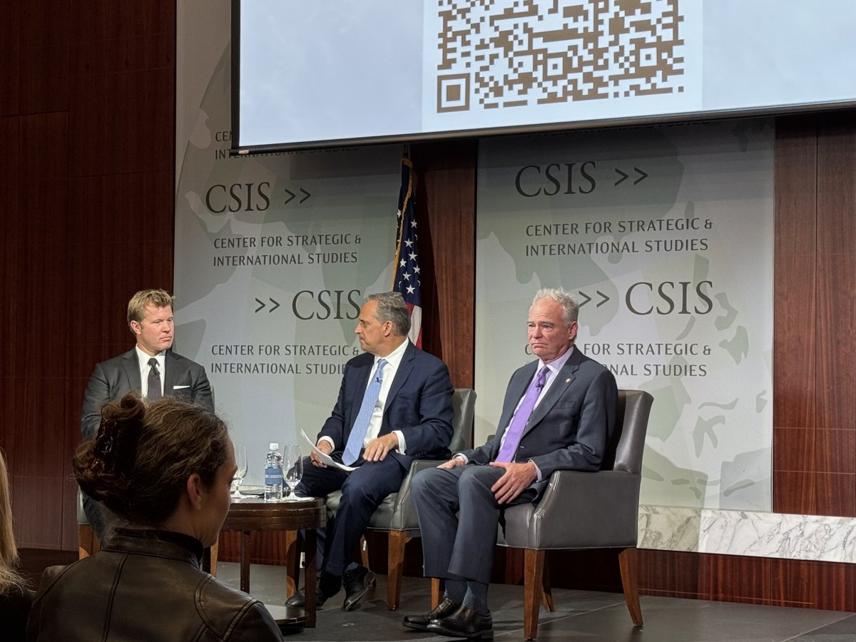 At CSIS this afternoon for a Maritime Security Dialogue with Senators Tim Kaine and Tim Sheehy.