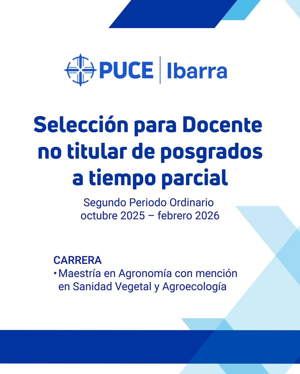 ¡Atención! 🤓

La PUCE Ibarra abre su convocatoria para docentes no titulares de posgrados en modalidad a tiempo parcial. 🎓📚

Más información: pucesi.edu.ec/webs2/wp-conte…