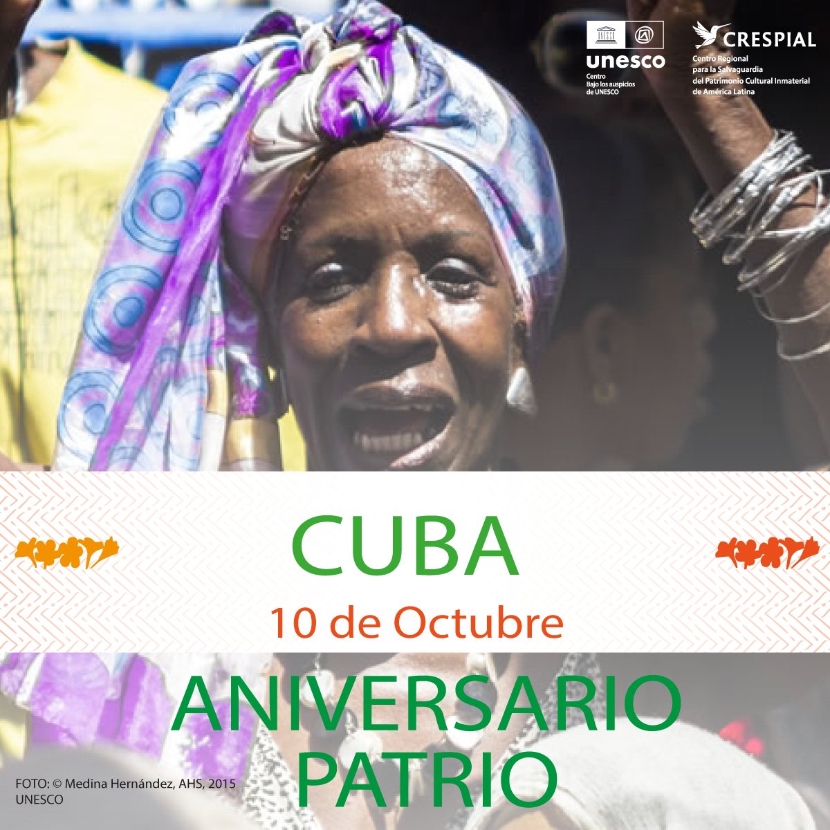 crespial's tweet image. #Cuba #PCI #CRESPIAL
El CRESPIAL saluda  al pueblo de #Cuba en el marco de la conmemoración de su aniversario patrio.

Desde nuestra misión de salvaguardar el patrimonio cultural inmaterial de América Latina, celebramos la riqueza de las tradiciones, saberes y expresiones vivas…