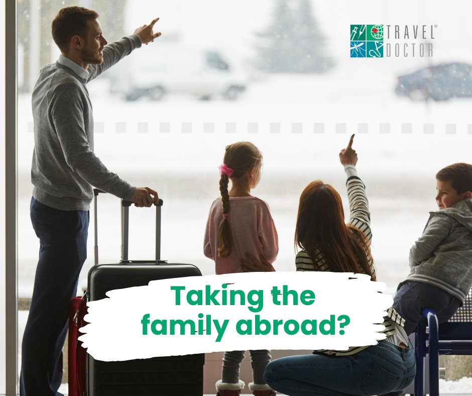 TrvlDoc's tweet photo. Taking the family abroad? 🧳✈️ Ensure your little ones are safe with the right vaccines and health checkups before you go. From measles to malaria prevention, Travel Doctor is here to help make your family trip worry-free!

Book your consultation now! https://t.co/MdXODIqBs0 https://t.co/j6AndjfbpE