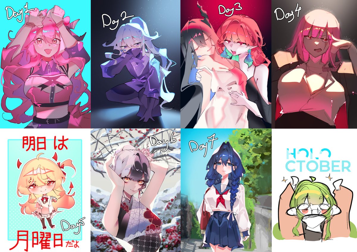 Week 1 done!! Will probably start lagging behind this upcoming week cause will have less time, but will try my best!! But might be a few more quick pieces to not completely lose tempo.

#HOLOctober