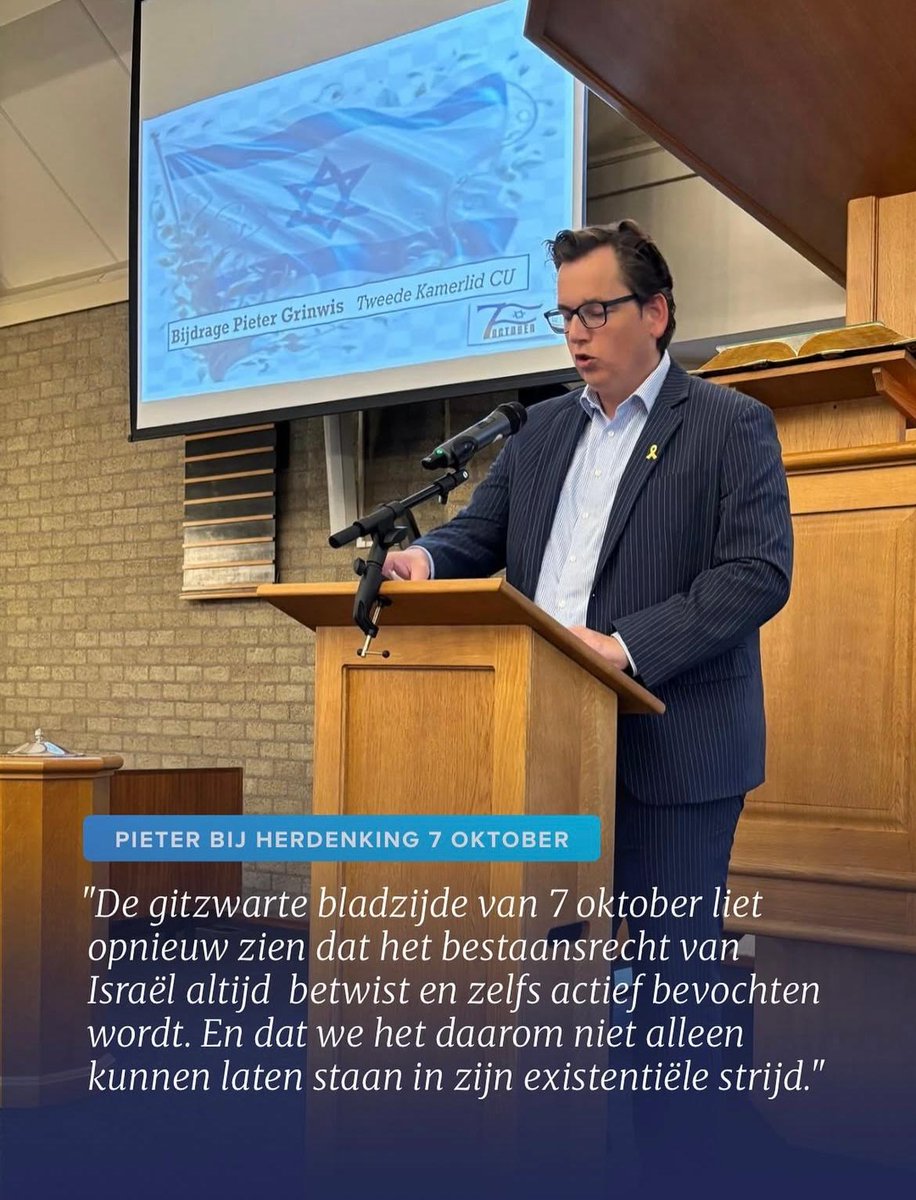 Pieter Grinwis bij de herdenking in de Jeruzalem kerk op Urk...