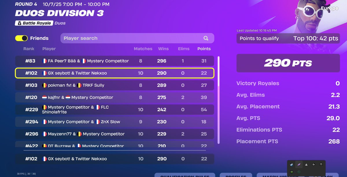 Pas Qual parceque la first game mon mate ce mange un bug et il a chargement infini merci <a href="/FNCompetitive/">Fortnite Competitive</a>