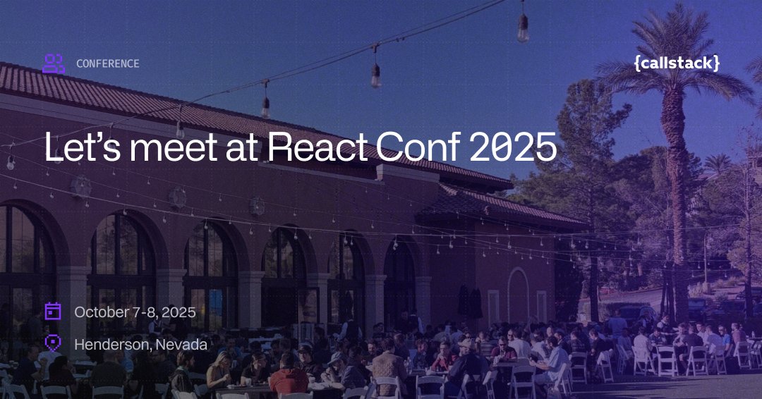 callstackio's tweet image. At React Conf this week? Let&apos;s talk about the future of the ecosystem.

The Callstack team is just outside the Casablanca Ballroom. Drop by to discuss where React is heading and take our React Maturity Survey to see how your app can lead the way.
