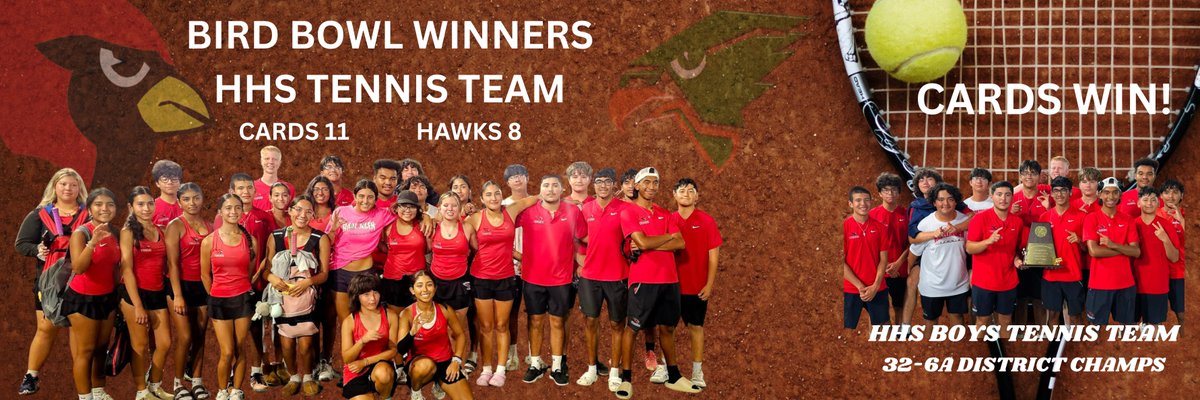 <a href="/HarlingenHS/">HHS Cardinals</a> <a href="/HarlingenCISD/">HCISD</a> <a href="/HCISD_Athletics/">Harlingen CISD Athletics</a> <a href="/celiamuniz2/">Celia Muniz</a> <a href="/MrsHuertaRod/">Mrs. Adriana Huerta-Rodriguez</a> <a href="/longo3204/">Marina Longoria</a> HHS Boys Tennis Team 32-6A District Champs. #WeAreHarlingenCardinals