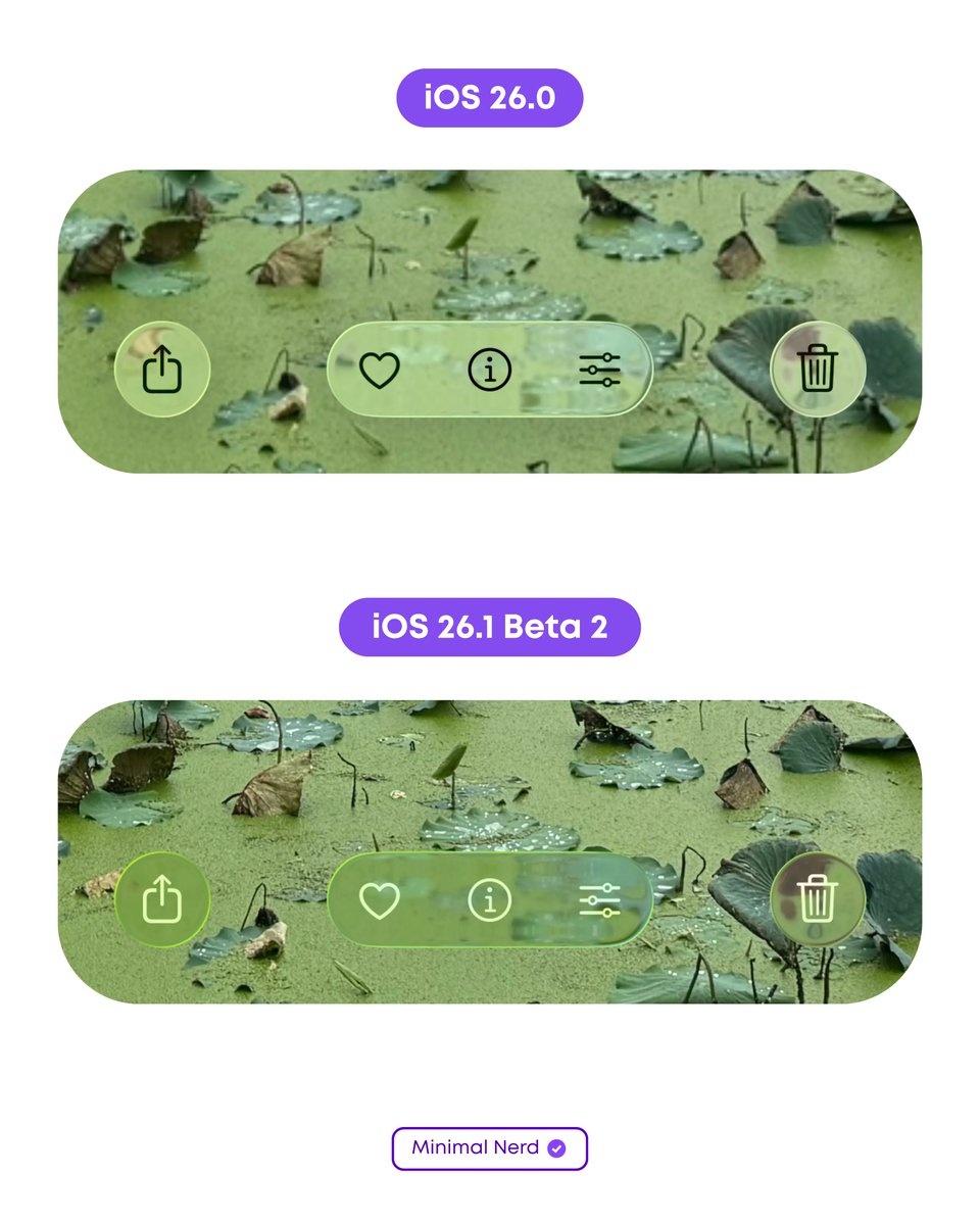minimalnerd1's tweet image. Liquid Glass Navigation buttons in Photos got more transparent on iOS 26.1 Beta 2. Do you like it ?