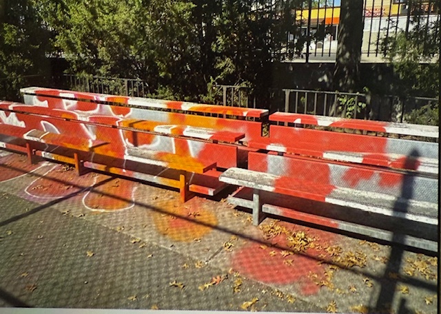 Thank you to the Center for Employment Opportunities - CEO (<a href="/ceoworks/">Center for Employment Opportunities</a>) for their efforts today in removing graffiti at Victory Field on the bleachers.