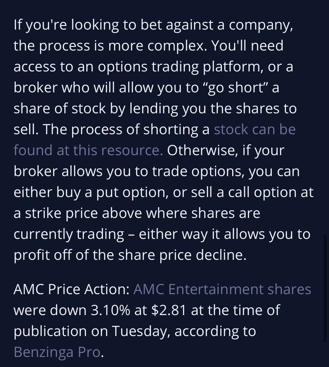 I find it rather disgusting that these platforms have been pushing the fact that 🫵🏼 will be able to easily short any company soon enough. You can potentially loose it all while gambling on a company to fail.

Doesn’t seem American…

⁦<a href="/RobinhoodApp/">Robinhood</a>⁩ ⁦<a href="/WebullGlobal/">Webull</a>⁩