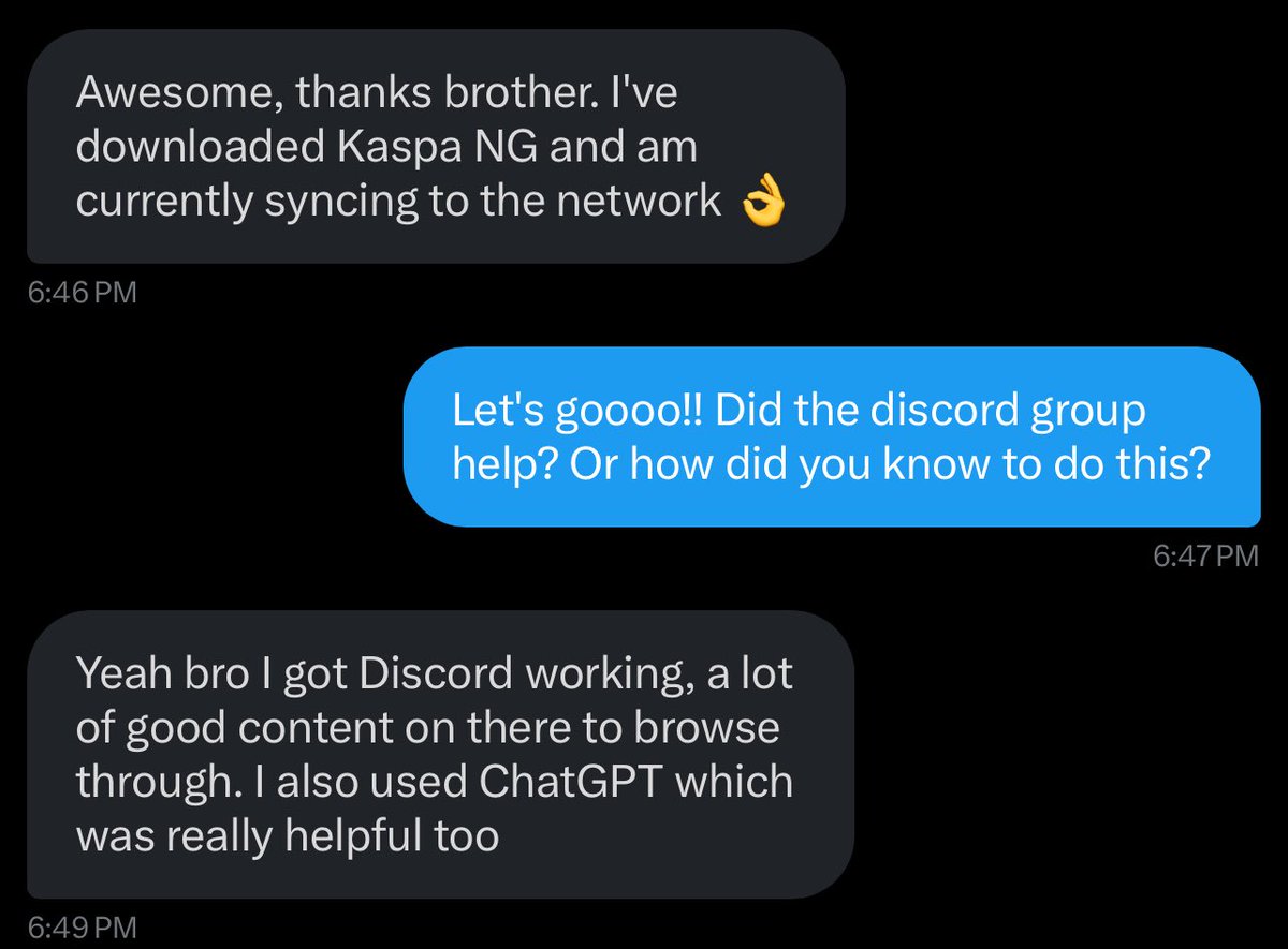 realvijayk's tweet image. First New Zealand $KAS node is syncing. 🫡
He utilized our Discord group and ChatGPT to get it set up.
Run a public $KAS node - it's easy. Let's get to 1,000 public nodes by November 7th ( $KAS bday)