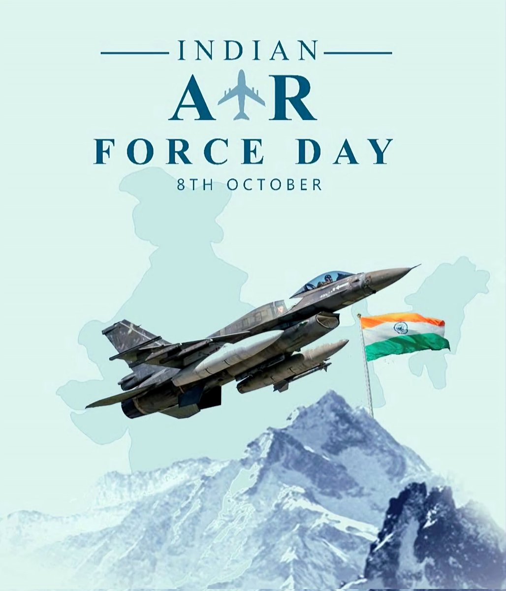 ShivShaktiShory's tweet photo. 8th Oct Happy #IndianAirForceDay
भारतीय वायु सेना दिवस की के पराक्रमी योद्धाओं
और उनके परिजनों को हार्दिक बधाई एवं शुभकामनाएं!
वायु सेना ने अपने अद्वितीय शौर्य, अनुशासन और राष्ट्रनिष्ठा से भारत माता की अटल सुरक्षा सुनिश्चित की है। जय हिंद 🇮🇳 जय भारत वंदेमातरम #8thOct
#AirForceDay #IndianAirForce