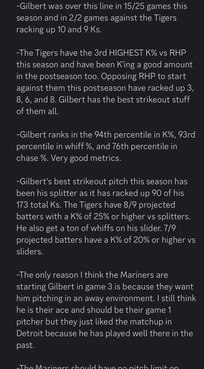 BangerProps's tweet image. GILBERTTTTT‼️

Logan Gilbert OVER 6.5 Strikeouts✅ (+125)

WHAT A CASH!!! Got great value on it. Line ended at -120 but got it at +125!! I have cashed my last 9/10 plays!!! Join the VIP now!!