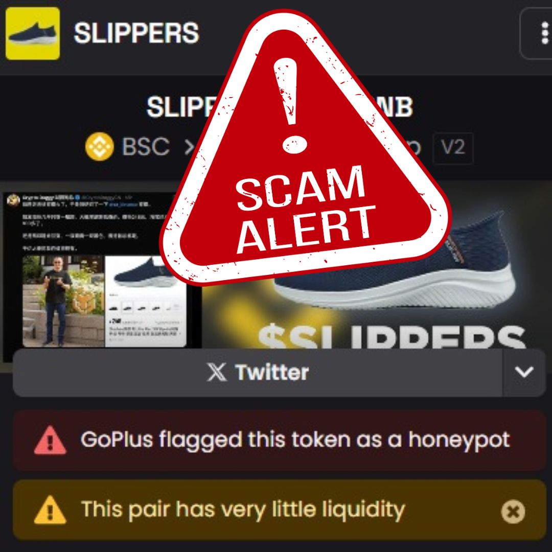 Scam alert!. Ape into this $Slippers token at 3mil mcap ytr morning and it turn out to be a scam token. Here's how it happened:

Ytr morning, when browsing through dexscreener. Saw this new token with ca ending with 4444 and bought a little. Saw the transaction went through in