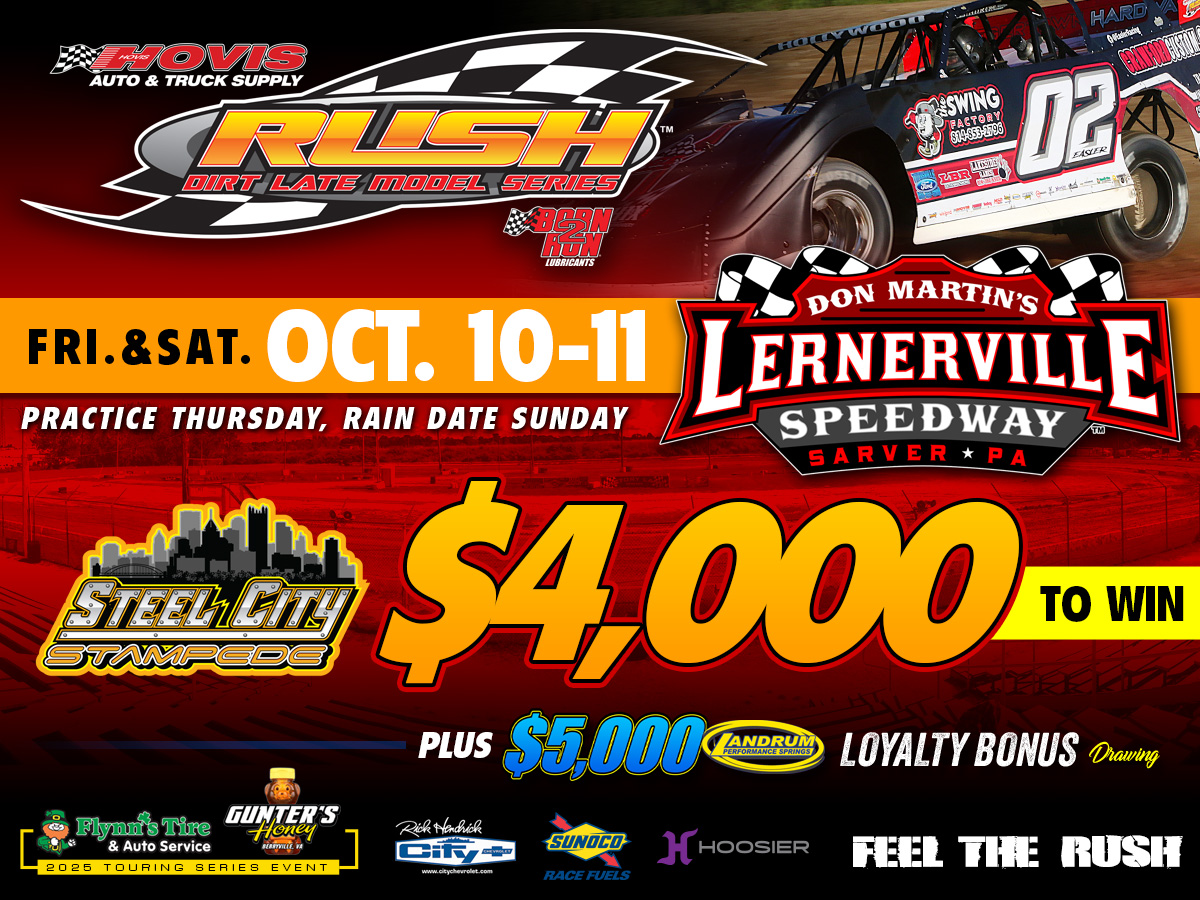 RUSH Late Models (@rushlm) on Twitter photo .<a href="/HovisAutoSupply/">Hovis Auto Supply</a> RUSH Series set to close out 2025 season this weekend <a href="/Lernerville/">Lernerville Speedway</a> for "Steel City Stampede" feature RUSH Late Model <a href="/FlynnsTireAuto/">Flynn's Tire & Auto Service ☘️</a> - Gunter's Honey Tour along with <a href="/RUSHSprints/">RUSH Sprint Cars</a> & <a href="/RUSHSportMods/">RUSH Sportsman Mods</a> 
Read more>>>rushlatemodels.com/10101125%20pre… .<a href="/HovisAutoSupply/">Hovis Auto Supply</a> RUSH Series set to close out 2025 season this weekend <a href="/Lernerville/">Lernerville Speedway</a> for "Steel City Stampede" feature RUSH Late Model <a href="/FlynnsTireAuto/">Flynn's Tire & Auto Service ☘️</a> - Gunter's Honey Tour along with <a href="/RUSHSprints/">RUSH Sprint Cars</a> & <a href="/RUSHSportMods/">RUSH Sportsman Mods</a> 
Read more>>>rushlatemodels.com/10101125%20pre…