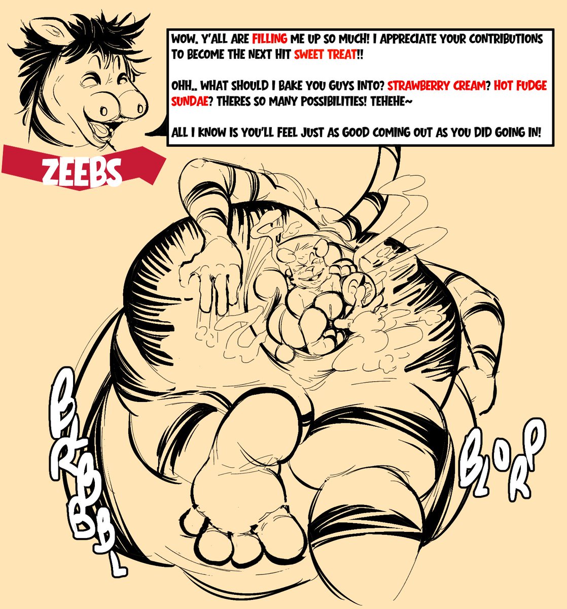 the funny pastry zebra consumes all.