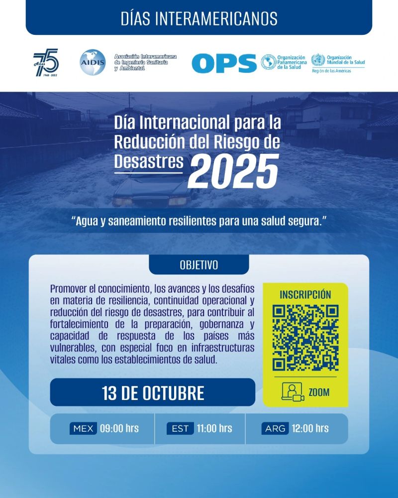 Achormazabal's tweet photo. 💧 Agua y Saneamiento Resilientes: Un desafío urgente frente al cambio climático

El cambio climático y los eventos extremos están poniendo en riesgo la continuidad de servicios esenciales como el agua potable, el saneamiento y la infraestructura crítica de salud. En este contexto, la preparación y la resiliencia no son opcionales, son fundamentales.

Por eso quiero invitarlos a participar del webinario "Agua y saneamiento resilientes para una salud segura", organizado por la OPS y AIDIS en conmemoración del Día Internacional para la Reducción del Riesgo de Desastres 2025.

Un panel de lujo desde Chile y la región:  ✅ Pablo Carrasco Milla, jefe de gestión de riesgo de desastres de la SISS ✅ Ciro Ugarte, director del departamento de emergencias de la OPS ✅ Rolando Chamy, presidente de AIDIS Interamericana y yo!!!✅ Álvaro Hormazábal, ex director nacional de SENAPRED

📅 Lunes 13 de octubre 2025 ⏰ 12:00 hrs (Chile y Argentina) | 11:00 EST | 10:00 (Panamá) | 09:00 (México) 📝 Inscripción gratuita: https://t.co/wbx2OaOVff
Un espacio imprescindible para compartir experiencias, lecciones aprendidas y fortalecer nuestra capacidad de respuesta frente a desastres, en línea con el Marco de Sendai 2015-2030.
¡Los espero!
#OPS #AIDIS #Resiliencia #Agua #Saneamiento #RiesgoDeDesastres #ODS6 #SENAPRED #Chile