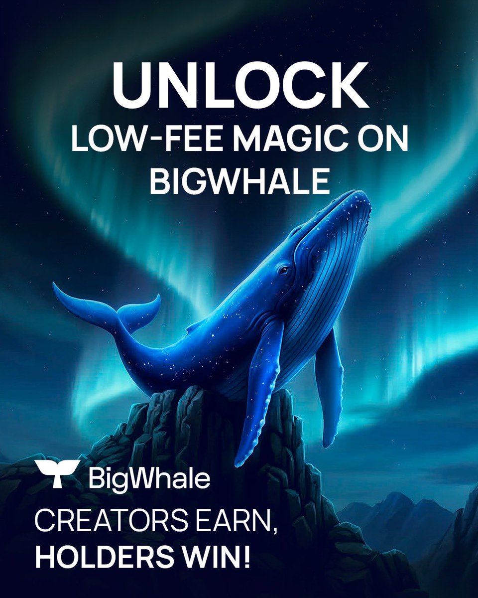 bigwhaleLP's tweet photo. 🐋 Big trades, tiny fees 💸
🎨 Creators win. 💎 Holders win.

Launch with us: https://t.co/bU5ghJs9wO https://t.co/QmGdkJ1Aic