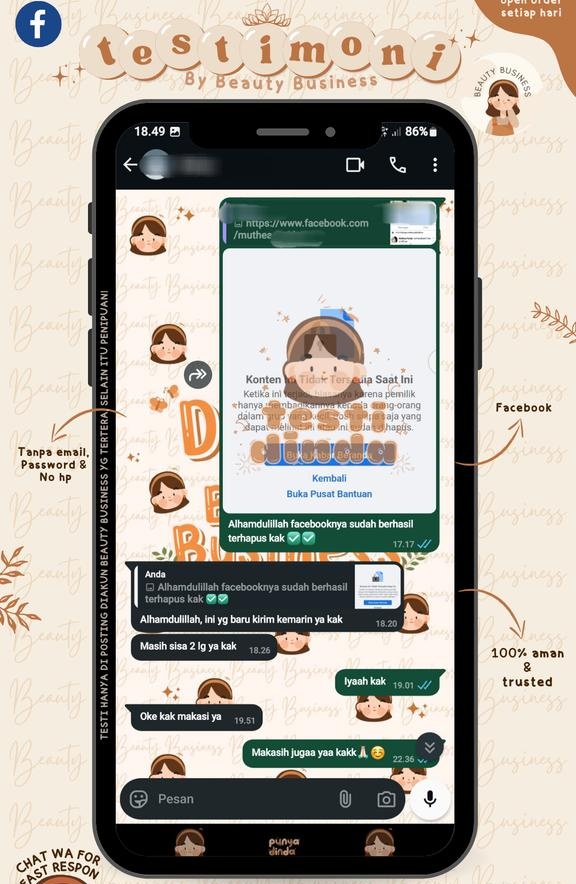 Jasa  Pemulihan Akun Dinda, Facebook,Tiktok
Instagram,
 Twitter, T Lindkedin
Whatsapp, Telegram?

 Akun dihack/terkunci/ditangguhkan?

Atau
Mau sadap wa &amp; hapus akun tanpa email/sandi/no hp?
 
Pengerjaan 1 jam sampai 2 jam✌️

WA.me/6289508114941