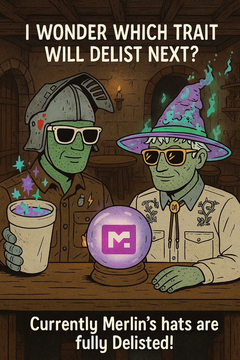 Triple_D_King's tweet image. Bullish Fact - 0 Merlin’s Hats listed @MidEvilsNFT