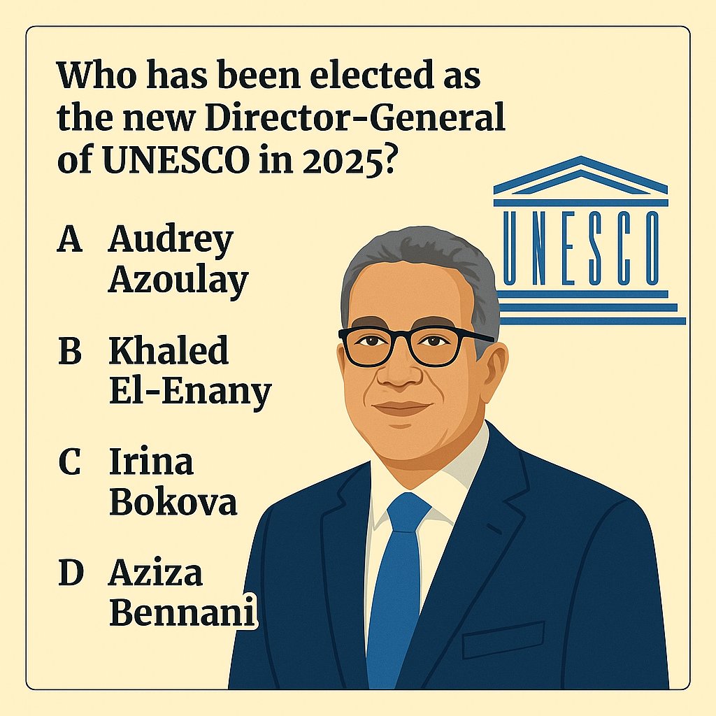 cematerial's tweet image. Current Affairs Quiz🔔🔔🔔:

Who has been elected as the new Director-General of UNESCO in 2025?

#currentaffairsquiz #currentaffairs 
#UPSC  #SSC #UPSCPrelims2026 #BPSC